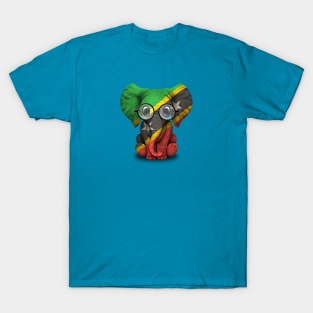 Baby Elephant with Glasses and Saint Kitts Flag T-Shirt